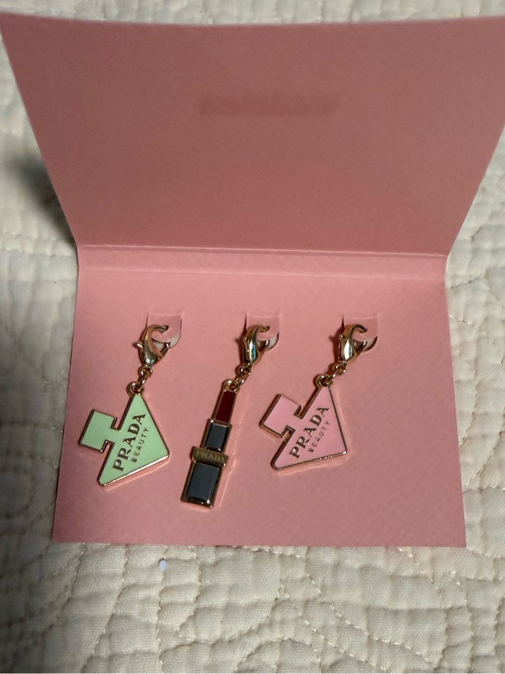 Prada Beauty Charm Set in Purple Velvet Pouch!